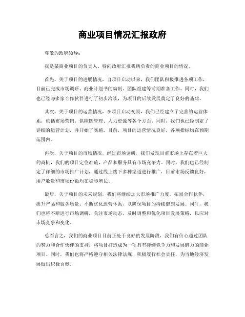 商业项目情况汇报政府