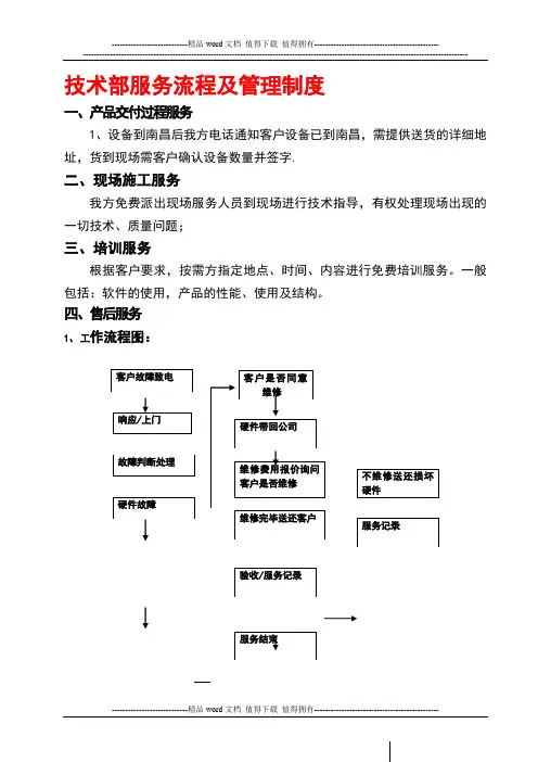 技术部服务流程及管理制度