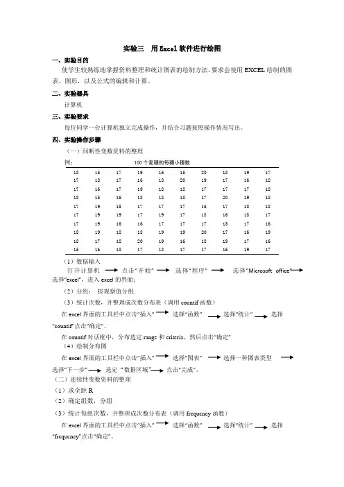 农学实验三 用excel软件绘图