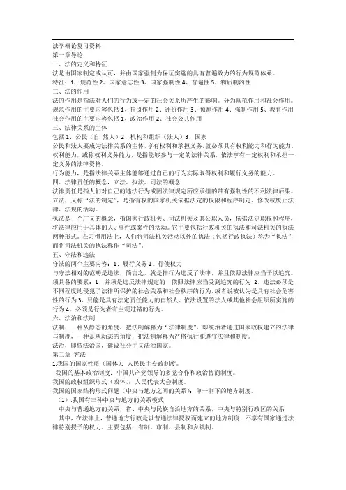 法学概论 知识点总结
