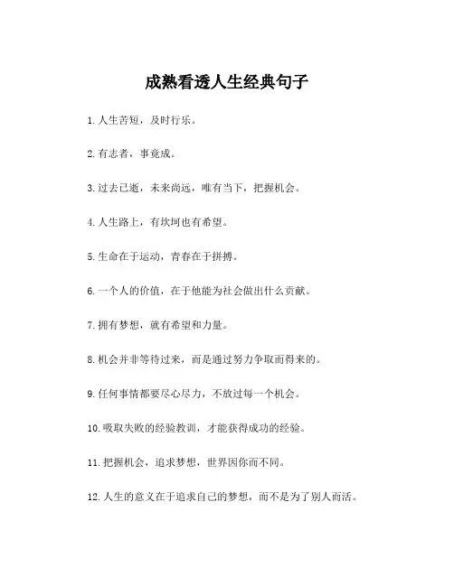 成熟看透人生经典句子