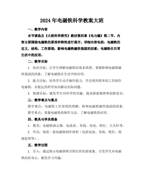 2024年电磁铁科学教案大班