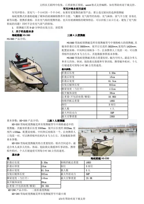 军用冲锋舟使用说明