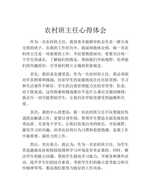 农村班主任心得体会