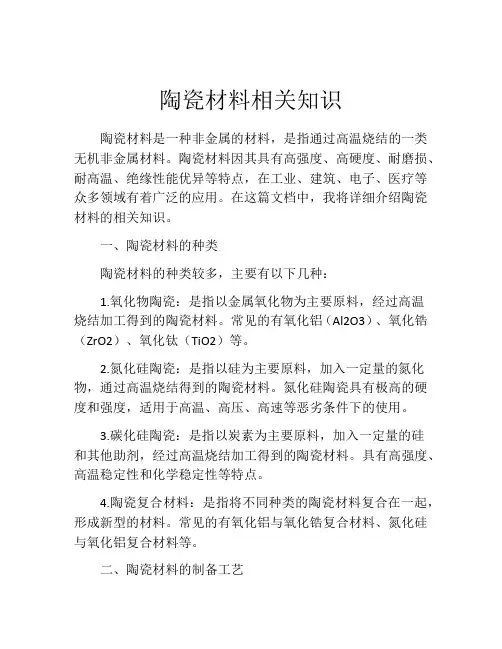 陶瓷材料相关知识