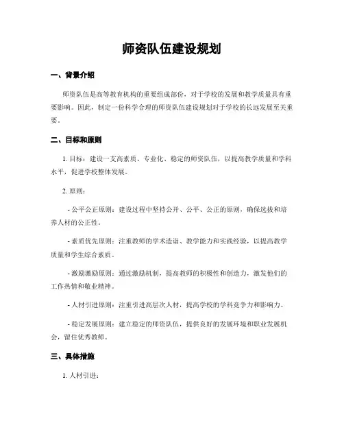 师资队伍建设规划