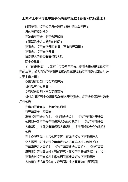 上交所上市公司董事监事换届选举流程（按时间先后整理）