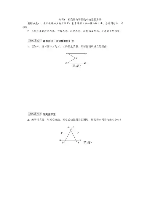 专训3 交线与平行线中的思想方法