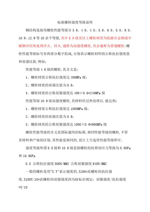 标准螺栓强度等级