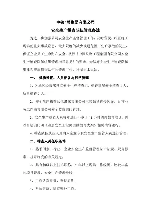 稽查队伍管理办法