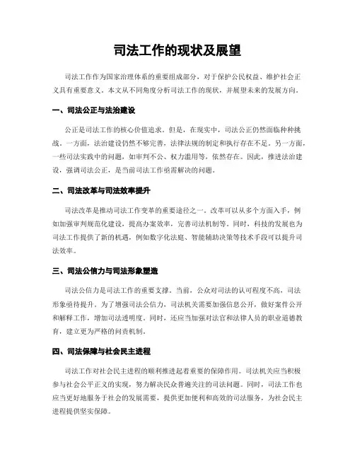 司法工作的现状及展望