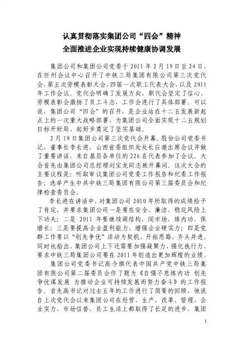 集团公司四会会议精神