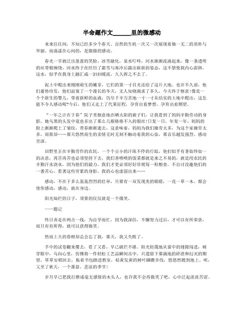 半命题作文______里的微感动