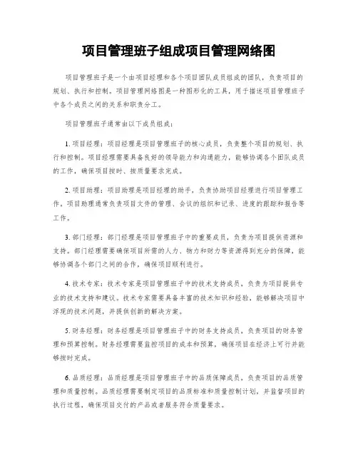 项目管理班子组成项目管理网络图