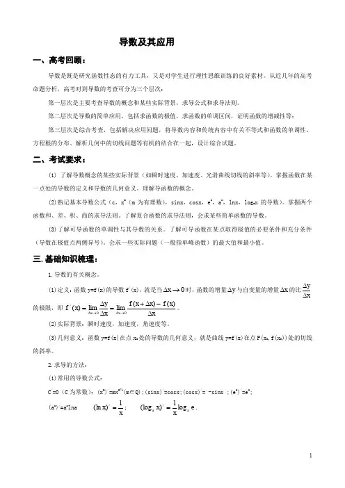 2012导数及其应用专题(word文档良心出品)