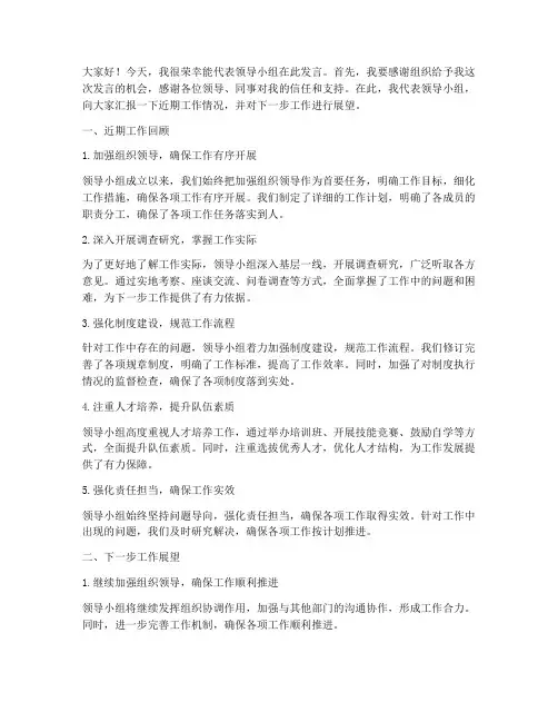 领导小组参加会议发言稿