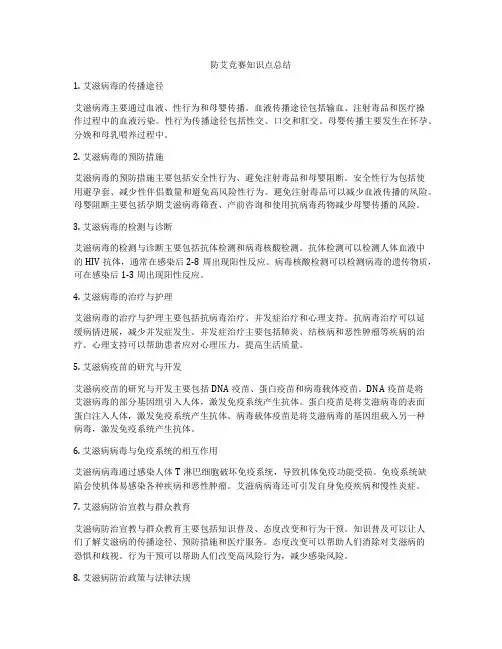 防艾竞赛知识点总结