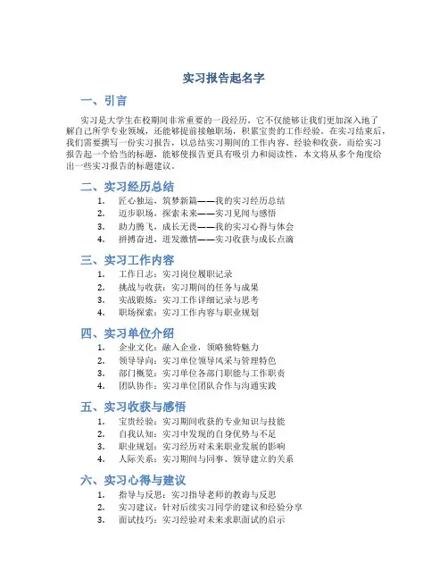 实习报告起名字