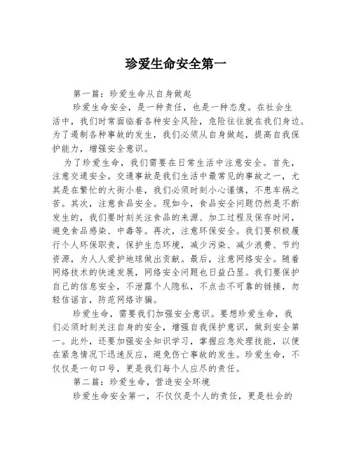 珍爱生命安全第一3篇