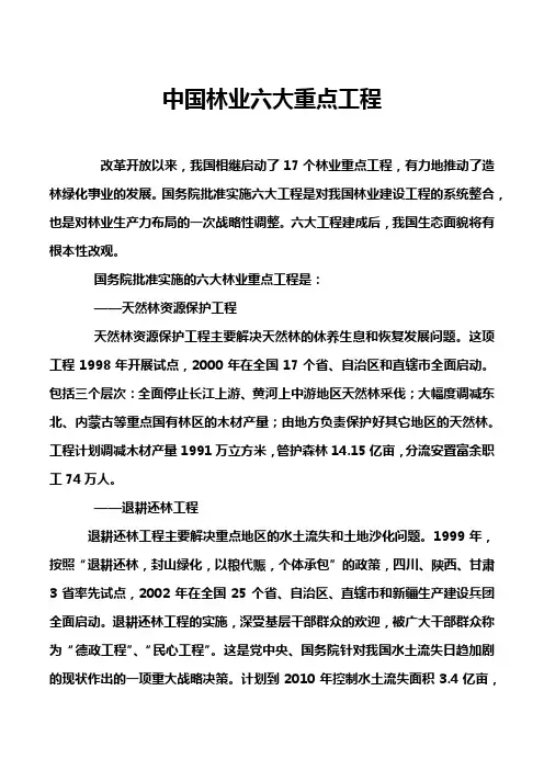 中国林业六大重点工程