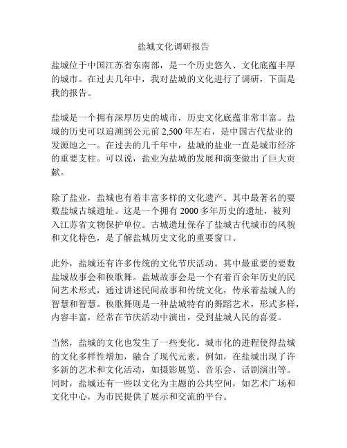 盐城文化调研报告