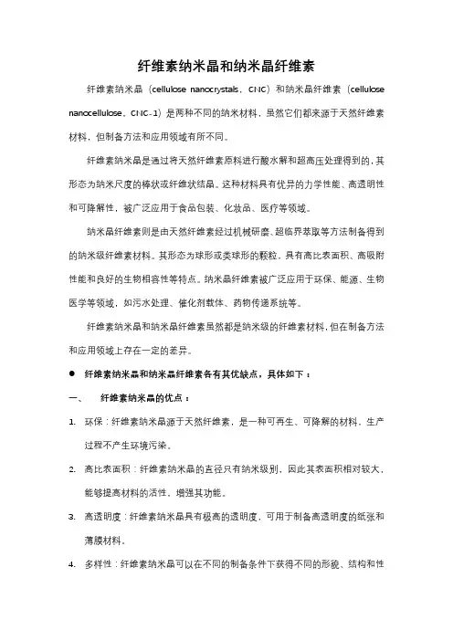 纤维素纳米晶和纳米晶纤维素