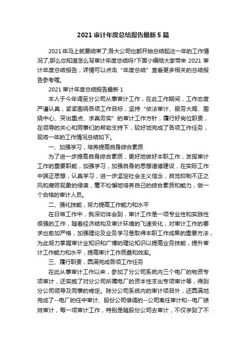 2021审计年度总结报告最新5篇