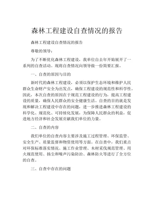 森林工程建设自查情况的报告
