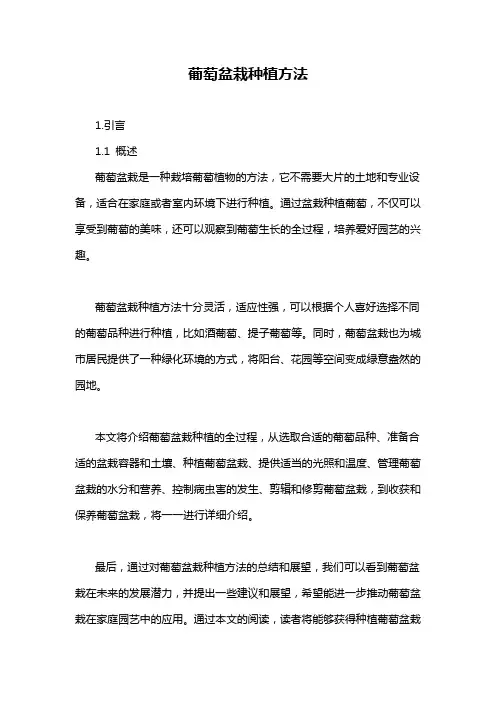 葡萄盆栽种植方法
