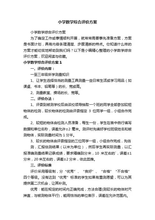 小学数学综合评价方案