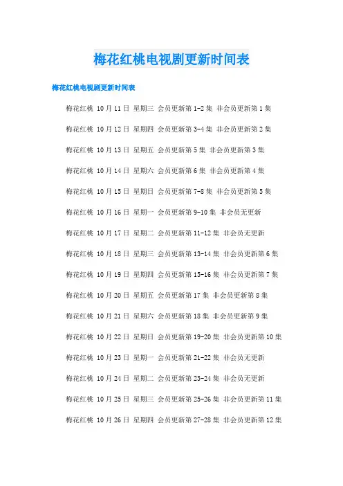 梅花红桃电视剧更新时间表