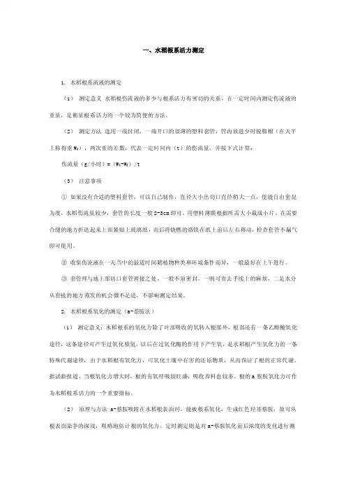 水稻根系活力测定