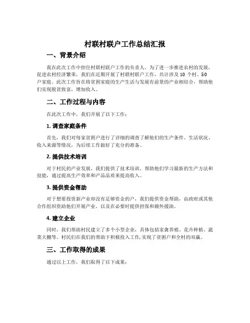 村联村联户工作总结汇报