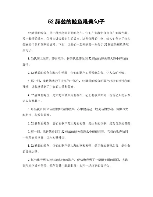 52赫兹的鲸鱼唯美句子