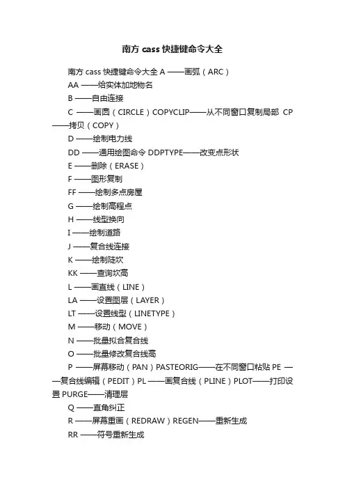 南方cass快捷键命令大全