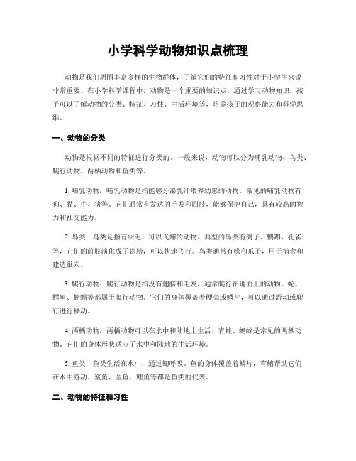小学科学动物知识点梳理