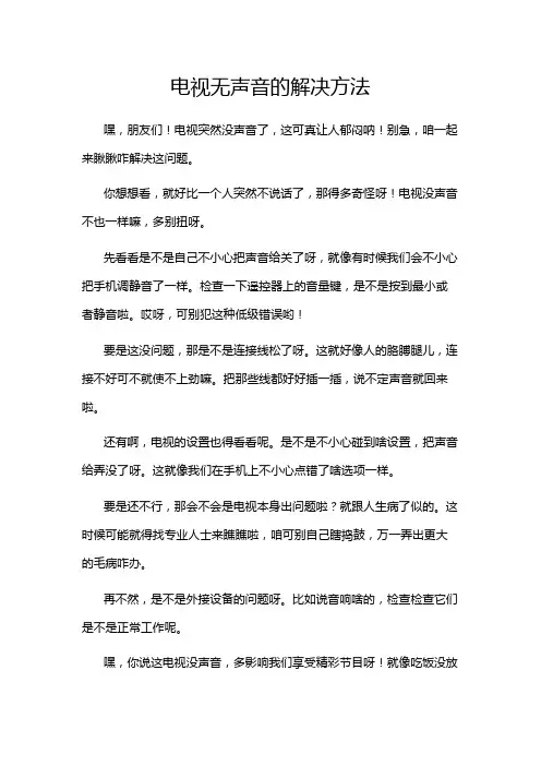电视无声音的解决方法
