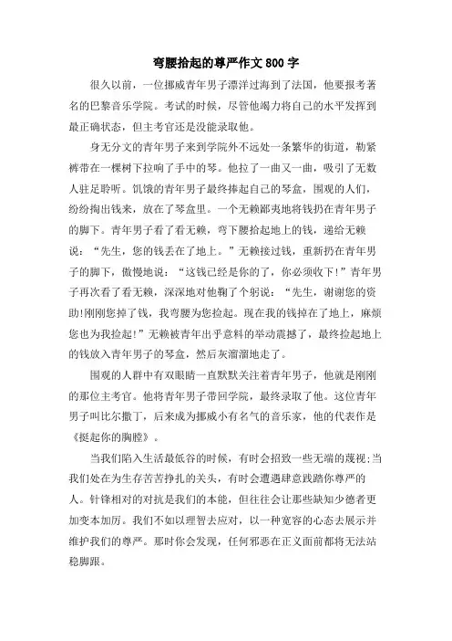 弯腰拾起的尊严作文800字