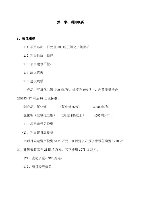钒矿项目建议书
