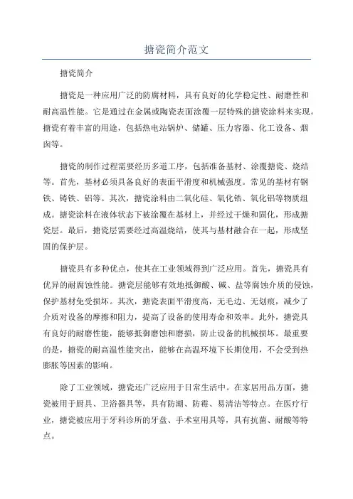 搪瓷简介范文