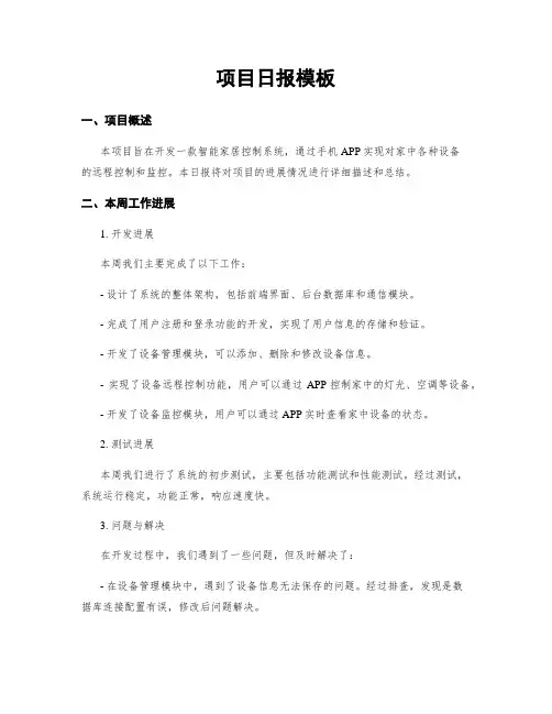 项目日报模板