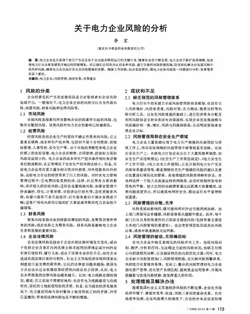 关于电力企业风险的分析