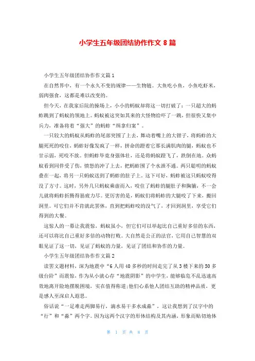 小学生五年级团结协作作文8篇