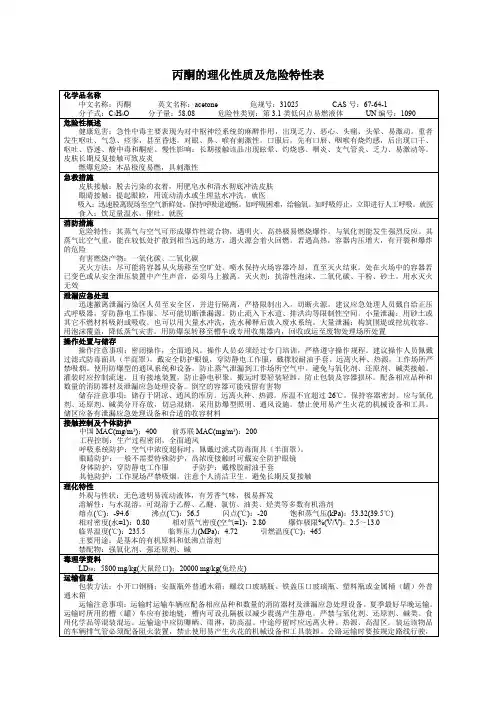 丙酮的理化性质及危险特性表
