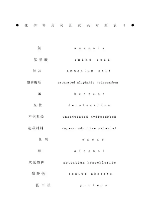 化学英语词汇