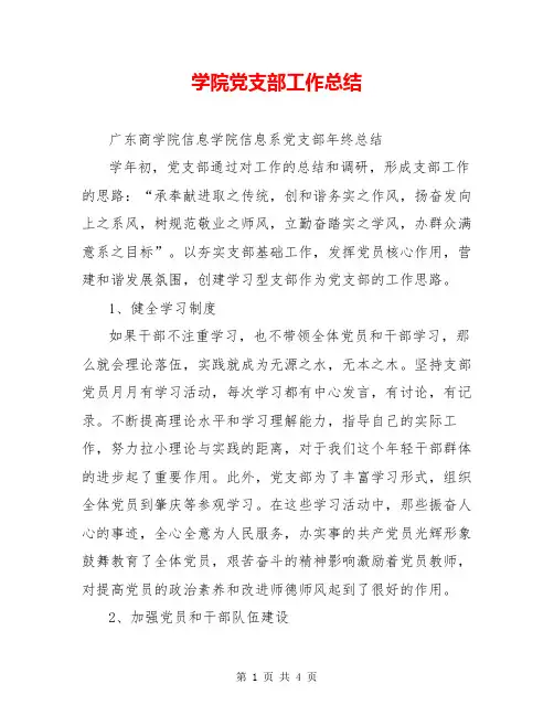 学院党支部工作总结