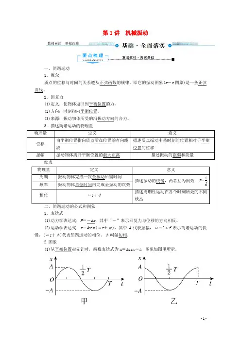 2025版高考物理总复习14第1讲机械振动教案新人教版
