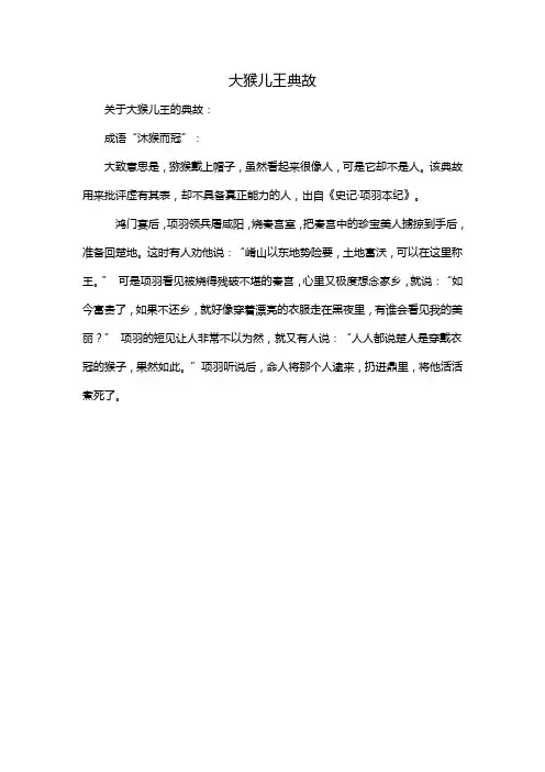 猴儿王典故