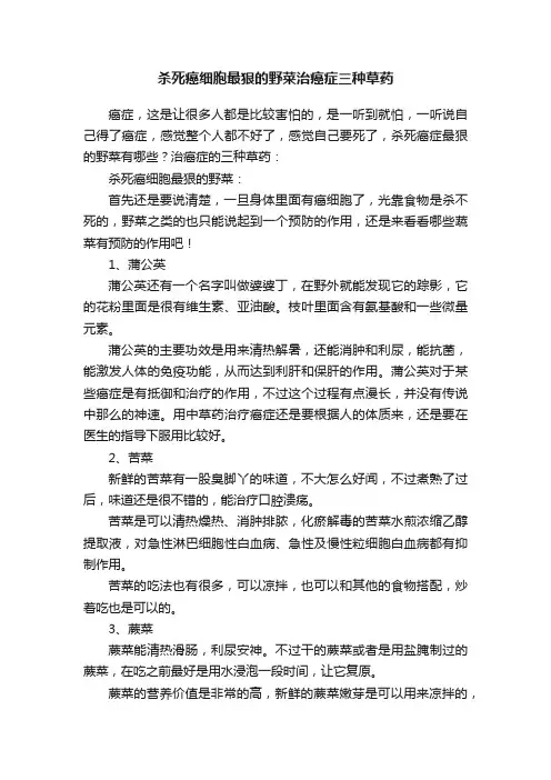 杀死癌细胞最狠的野菜治癌症三种草药
