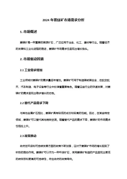 2024年菱镁矿市场需求分析